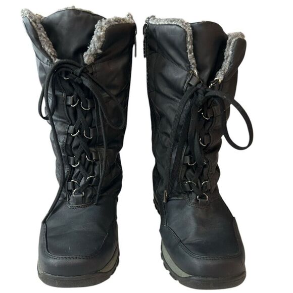 Totes Rhonda Aspen Black Zip Up Lace Up Snow Boots Winter Women Size 10 Medium - Picture 2 of 16